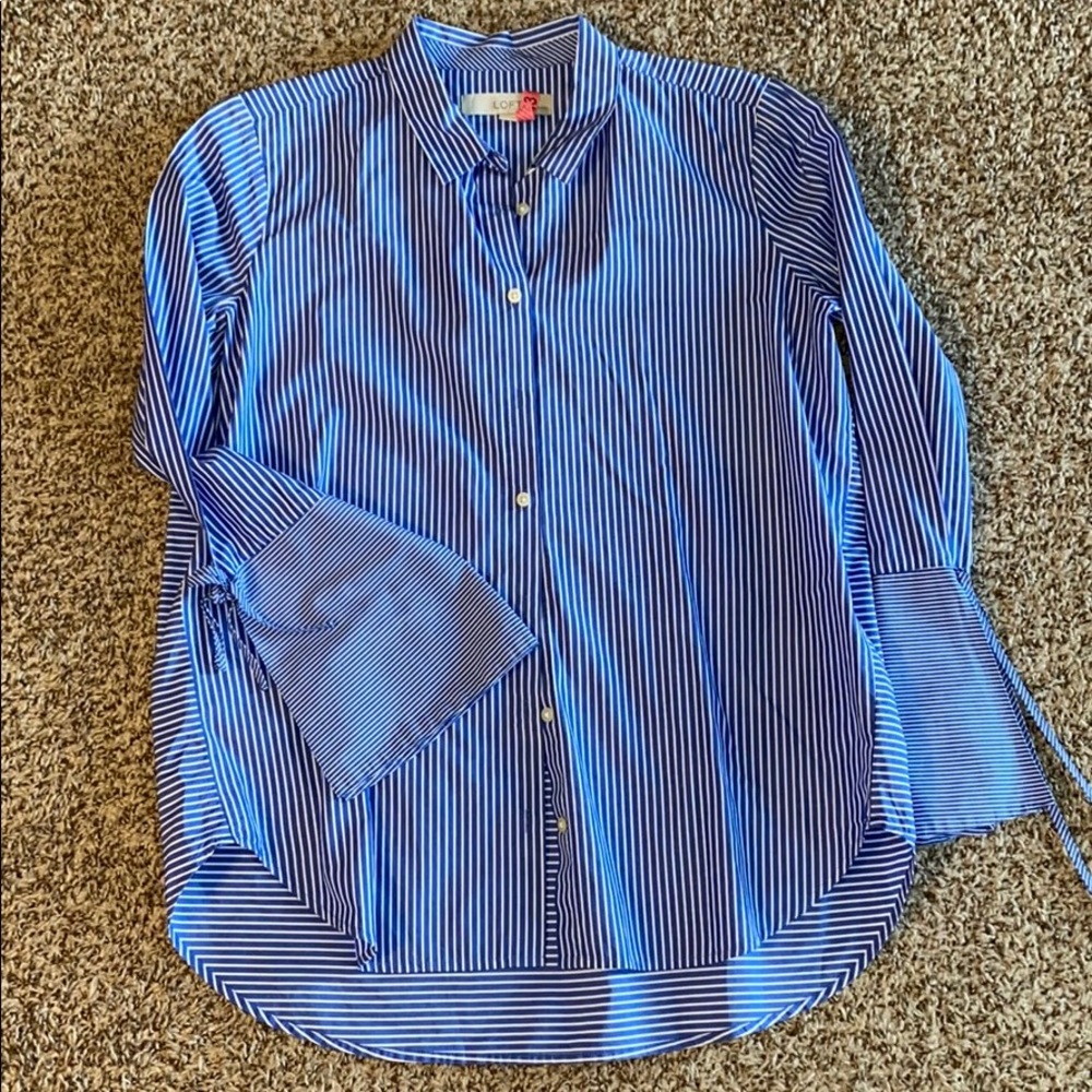 Button up bell sleeve blouse